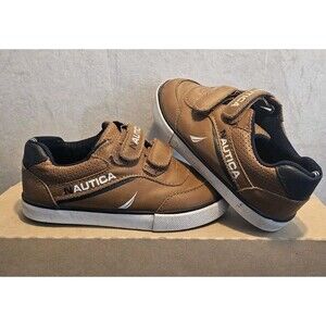 Boys NAUTICA Navy Blue/Brown/White Shoes Sz 9